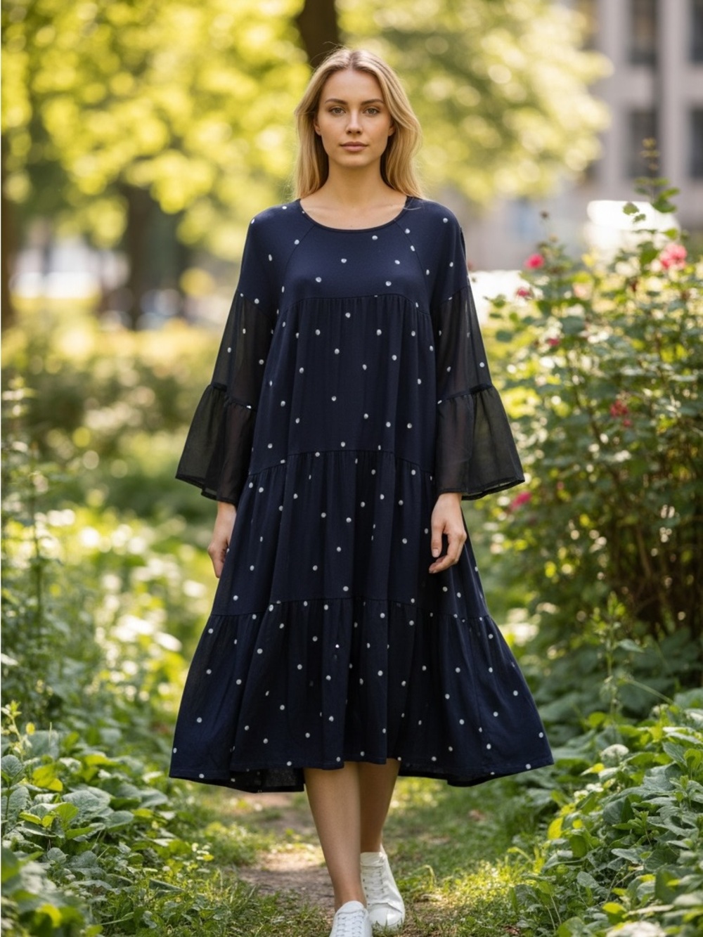 NWT Matti Mamane Polka Dot Shift Vivian Dress Size Large